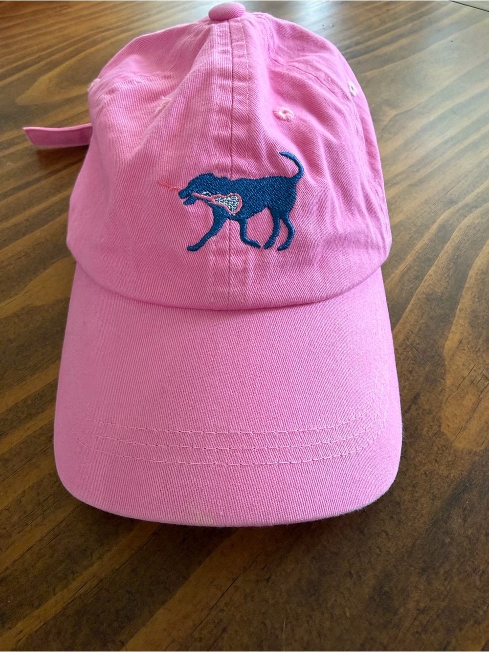 Women’s LuLaLax Pink Baseball Cap with Blue Embroidered Dog